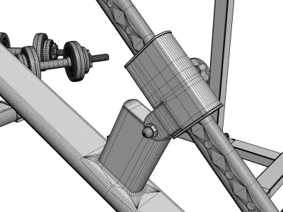 Excercise bench with equipment 3D model