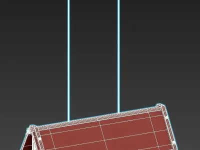 haga-long industrial pendant light with frame and clear glass 3D model