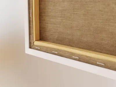 Colorful abstract painting on wooden frame 3D model