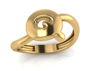 Q alphabet bypass shell hallow ring 3D print model
