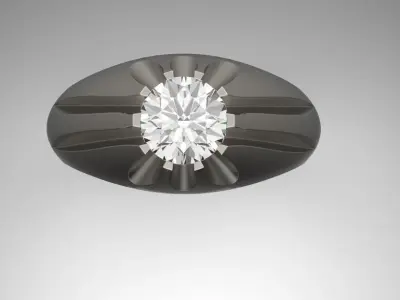 Vintage solitaire ring with diamond  3D print model