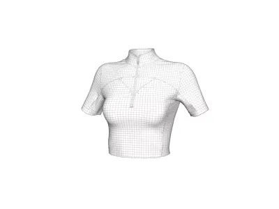 Women Sport Short Sleeve Zipper Wear 3D model