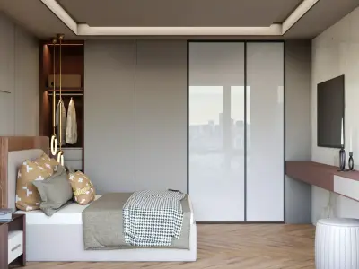 Modern Bedroom Interior Scene 3D model purchase
