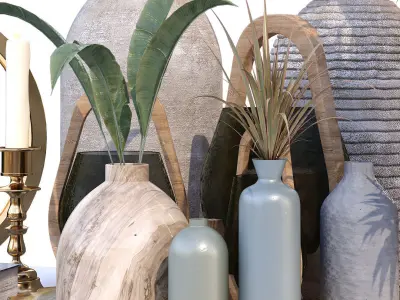 Green decoration object set 222 3D model