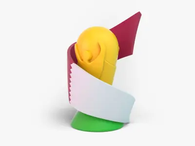 Trophy and Qatar Flag 3D model