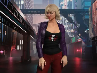 Casual girl full rigged - game ready - animated Low-poly 3D model