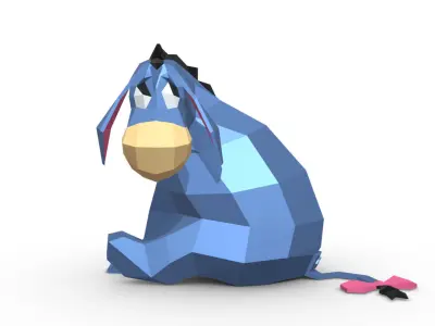 donkey low poly disney winnie pooh 3D print model