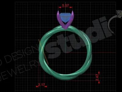 Luxury engagement solitaire rope ring 3d model 3D print model