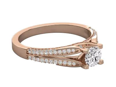 Luxury Split Shank Pave Solitaire Diamond Ring CAD Design 3D print model