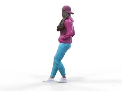 Woman leaning on a car 3D print model