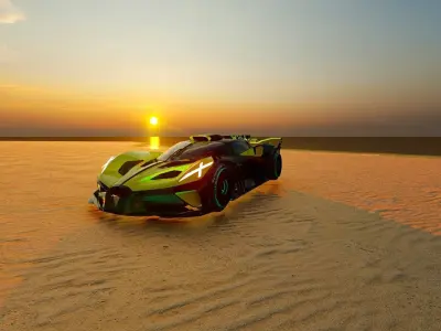 Bugatti 2023 3D model sports car Bugati Bolide  Low-poly 3D model