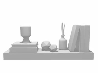 Wall Shelf with Decoration V02 3D model