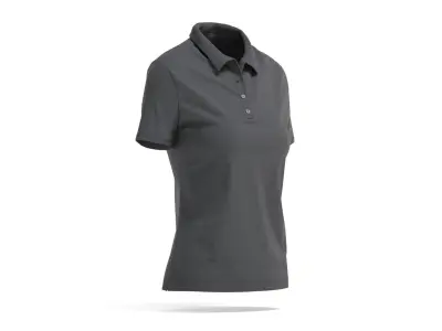 Black Womens Polo Shirt - sport female tshirt with collar 3D model
