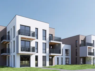 Modern apartment building Low-poly 3D model