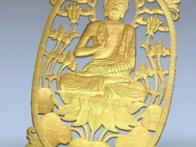 Lord Buddha - 3D Wall Art for CNC 3D print model 3D model