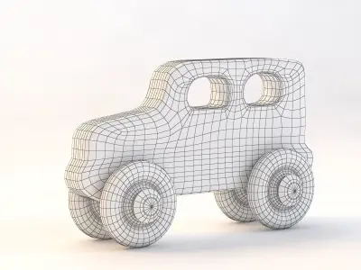 Kid Wooden Toy Car 3D model