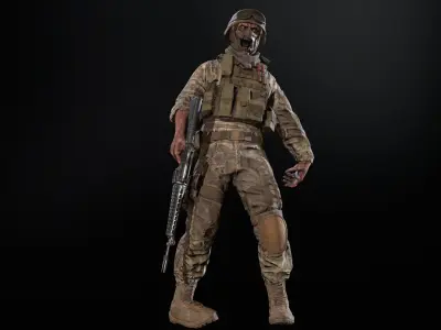 Zombie Soldier Low-poly 3D model