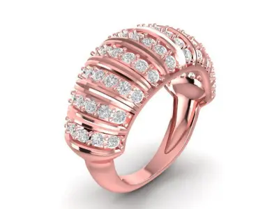 Luxury Multi Row Diamond Baguette Ring for Women  1067 3D print model