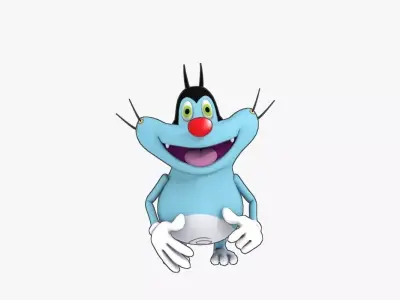 Oggy Low poly cartoon character with eyes and hair Low-poly 3D model