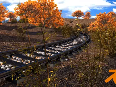 Railway Track 3D Scene 3D model