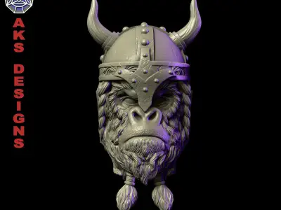 Ancient viking warrior guerilla Bas relief wall decoration 3D print model
