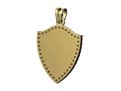 Gold nugget diamond shield pendant with bail 3D print model
