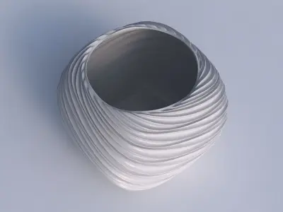 Bowl semi-quadratic with wavy extruded lines 3D print model