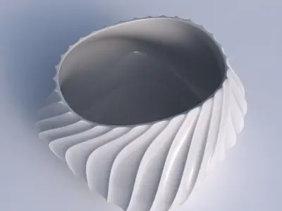 Bowl twisted elipse with extruded vertical lines 2 3D print model
