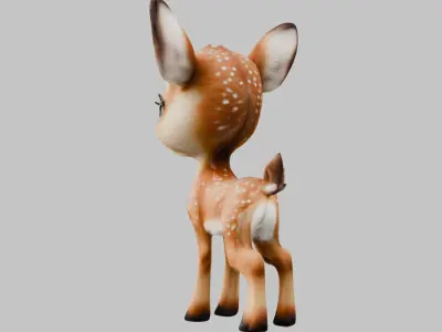 Realistic Bambi Baby Deer Fawn 3D Model Low-poly 3D model