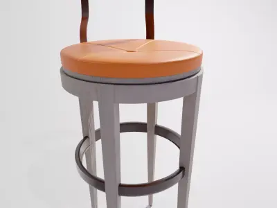 stools bar stool with orange seat 3D model