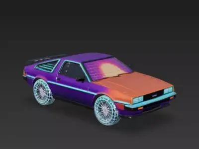 Retro-Future Synthwave Sports Car 3D Model Low-poly 3D model