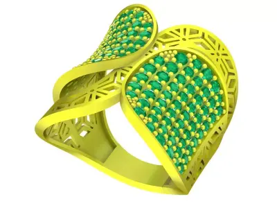 Luxury Heart Pave Openwork Ring Jewelry 3D Model 5098 3D print model