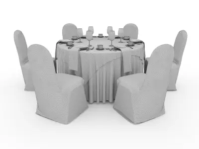 Banquet Table and Chair 44 3D model