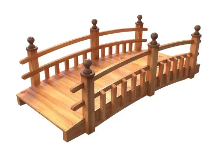Wooden Curved Garden Bridge 3D model