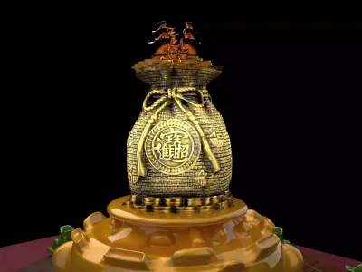Chinese money bag  with yuan bao  3D model