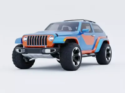 Futuristic Concept Off-Road 4x4 SUV Low-poly 3D model