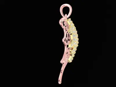 Luxury Leaf Shape Diamond Pendant Jewelry 1254 3D print model