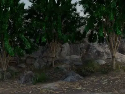cave with trees Free 3D model