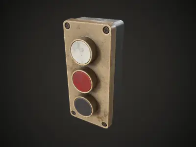 Industrial Control Buttons Low-poly 3D model