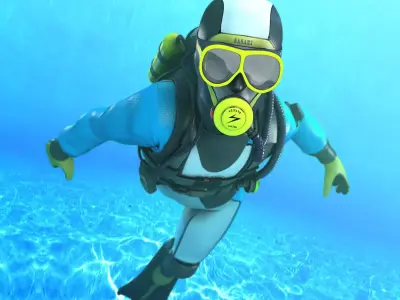 Diver - Dry Suit Low-poly 3D model