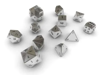 Polyhedral Dice Set - Metallic Low-poly 3D model