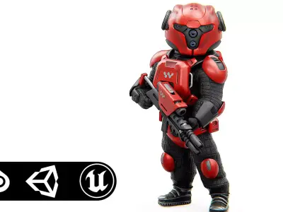 CYBER SOLDIER MECHA  Rigged for Unreal Engine - Unity - MIXAMO 3D model