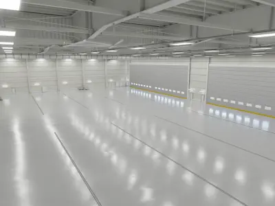 Airplane Hangar Interior 1b Low-poly 3D model