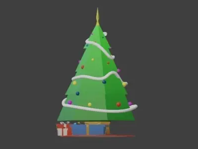 Christmas tree with gifts Low-poly 3D model