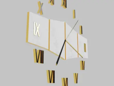 Elegant Modern Wall Clock 3D Model Roman Numerals  3D model
