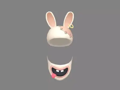 Cartoon doll rabbit mask decoration Low-poly 3D model