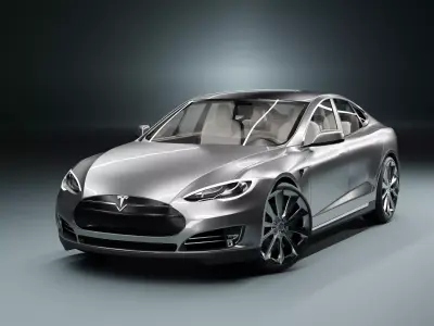 Tesla Model S silver Low-poly 3D model