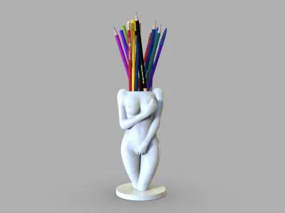 Naked female vase or pen holder 3D print model