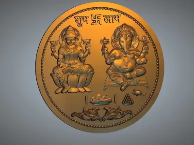 LAXMI AND GANESH JI COIN  3D print model