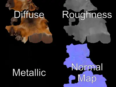 Beaver Model Pack with Detailed Fur Texture Low-poly 3D model